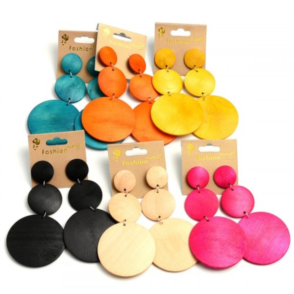 Triple Disc Drop Earrings - TWO PAIR